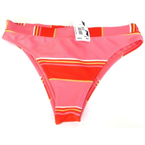 New BILLABONG Tan Lines Maui Rider Bikini Bottom Pink/Red Women's Sz L (12) - Picture 2 of 6